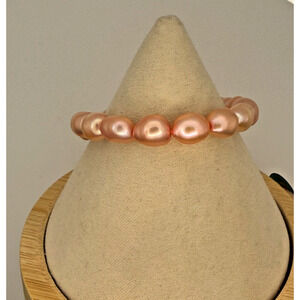 Genuine Freshwater Pearl Stretch Bracelet Pink 5–6mm Women’s 7 Inch